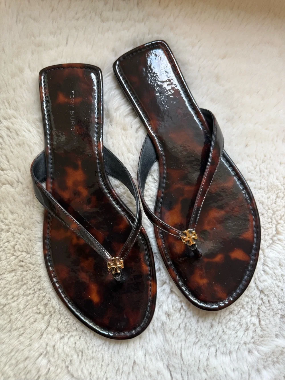 Tory burch Chelsea Women's Tortoise Shell Flip Flops Size 7M